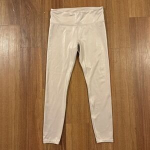 Athleta Elation Shimmer Tight Powervita Leggings M Pearl‎ Metallic FA18